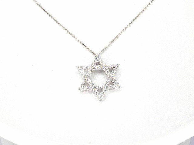 Witgouden davidster hanger met diamanten, excl. ketting - afbeelding 2 van  8