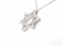 Witgouden davidster hanger met diamanten, excl. ketting - afbeelding 4 van  8