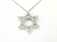 Witgouden davidster hanger met diamanten - afbeelding 1 van  7