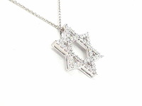 Witgouden davidster hanger met diamanten - afbeelding 4 van  7