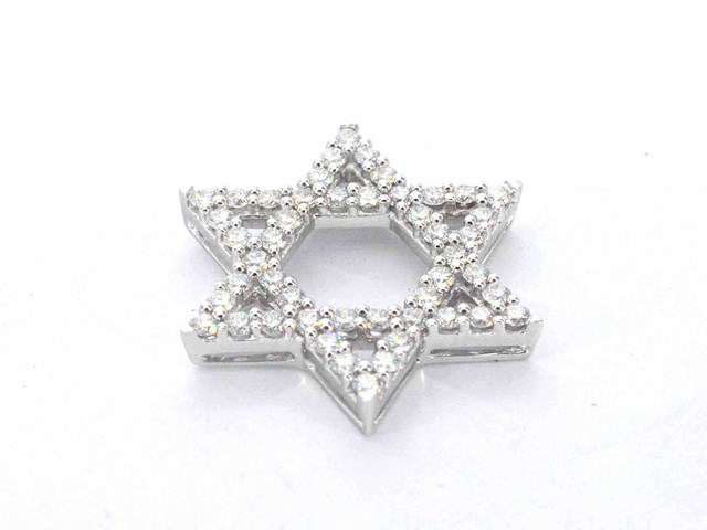 Witgouden davidster hanger met diamanten - afbeelding 6 van  7