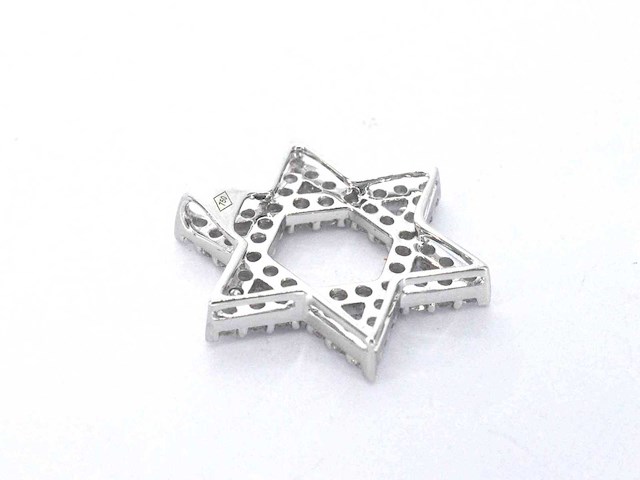 Witgouden davidster hanger met diamanten - afbeelding 7 van  7