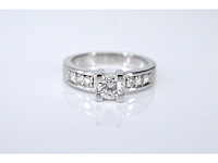 Witgouden demi-alliance met briljant en diamanten - afbeelding 3 van  7