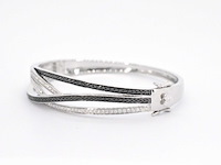 Witgouden design armband met witte en zwarte briljanten diamanten - afbeelding 3 van  7
