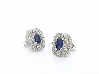 Witgouden design oorbellen diamant saffier