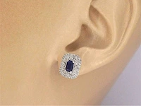 Witgouden design oorbellen diamant saffier - afbeelding 2 van  8