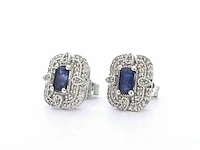 Witgouden design oorbellen diamant saffier - afbeelding 3 van  8