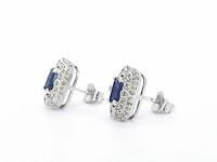 Witgouden design oorbellen diamant saffier - afbeelding 4 van  8