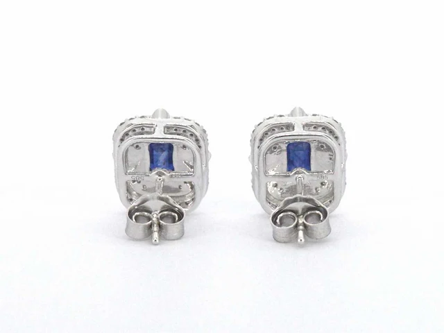 Witgouden design oorbellen diamant saffier - afbeelding 5 van  8