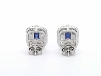 Witgouden design oorbellen diamant saffier - afbeelding 5 van  8