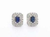 Witgouden design oorbellen diamant saffier - afbeelding 6 van  8