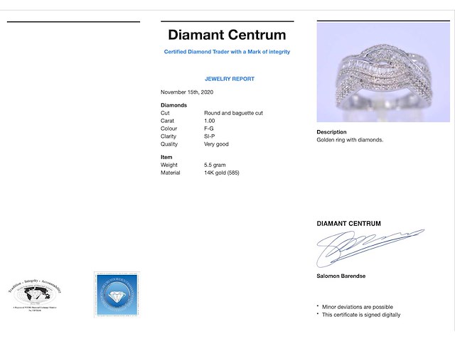Witgouden design ring briljant - afbeelding 3 van  3
