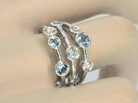 Witgouden design ring met aquamarijn en diamant - afbeelding 3 van  10