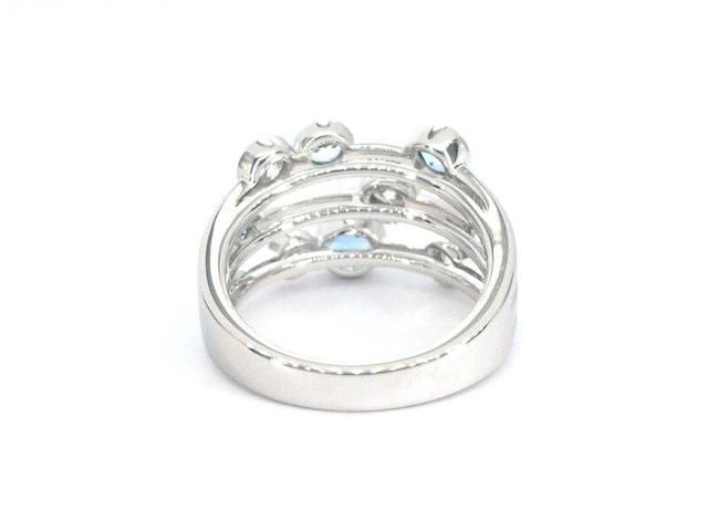 Witgouden design ring met aquamarijn en diamant - afbeelding 8 van  10