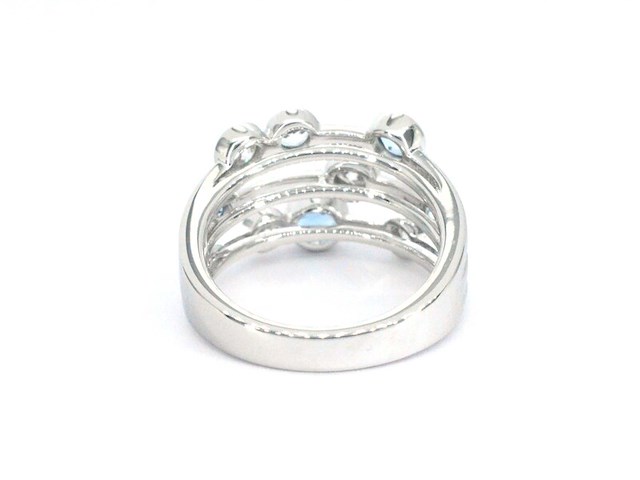 Witgouden design ring met aquamarijn en diamant - afbeelding 7 van  9