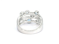 Witgouden design ring met aquamarijn en diamant - afbeelding 7 van  9