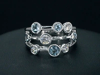 Witgouden design ring met aquamarijn en diamant