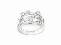 Witgouden design ring met aquamarijn en diamant - afbeelding 7 van  9