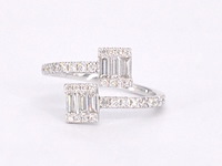 Witgouden design ring met briljant en baguette - afbeelding 8 van  11