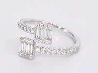 Witgouden design ring met briljant en baguette - afbeelding 10 van  11