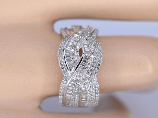 Witgouden design ring met briljanten diamanten - afbeelding 2 van  4