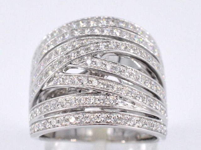 Witgouden design ring met briljanten diamanten - afbeelding 1 van  10