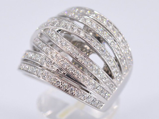 Witgouden design ring met briljanten diamanten - afbeelding 5 van  10
