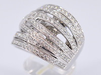 Witgouden design ring met briljanten diamanten - afbeelding 5 van  10