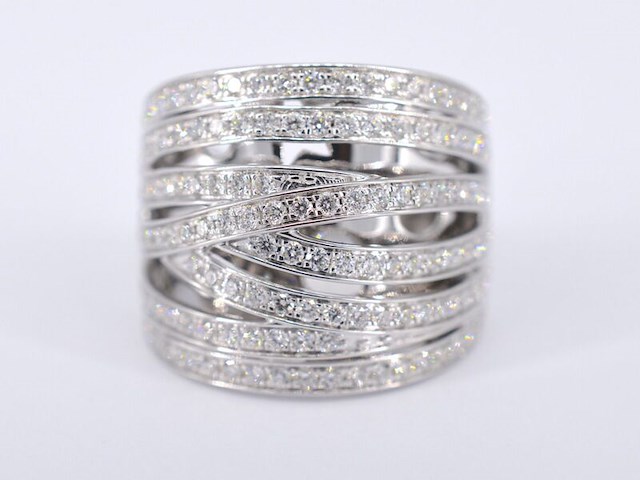 Witgouden design ring met briljanten diamanten - afbeelding 7 van  10