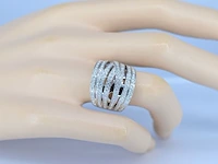 Witgouden design ring met briljanten diamanten - afbeelding 4 van  10