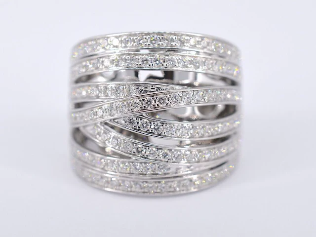 Witgouden design ring met briljanten diamanten - afbeelding 7 van  10