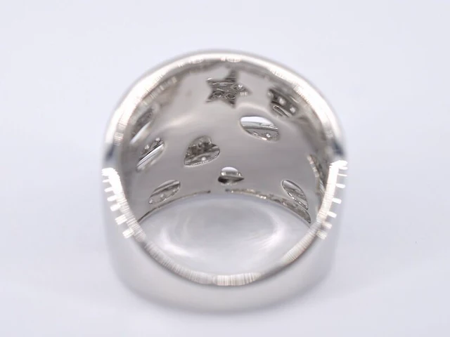 Witgouden design ring met briljanten diamanten - afbeelding 8 van  10
