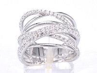 Witgouden design ring met diamanten - afbeelding 1 van  10