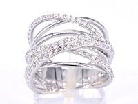 Witgouden design ring met diamanten - afbeelding 1 van  10