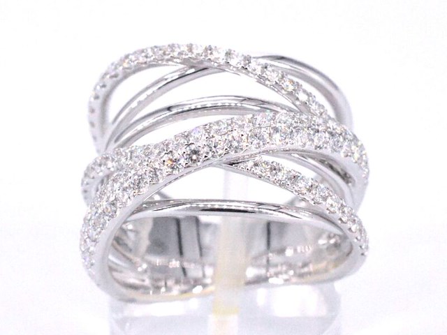 Witgouden design ring met diamanten - afbeelding 1 van  8