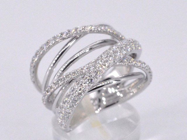 Witgouden design ring met diamanten - afbeelding 5 van  8