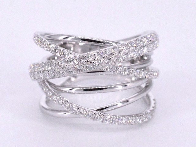 Witgouden design ring met diamanten - afbeelding 6 van  8