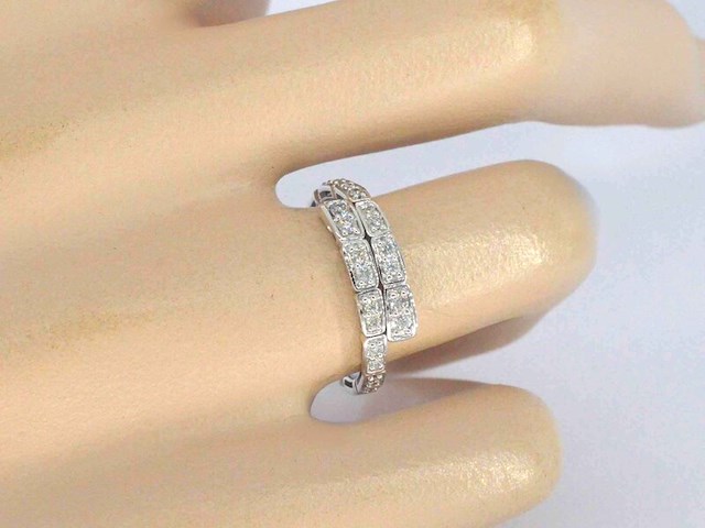 Witgouden design serpent model ring met natuurlijke diamanten - afbeelding 2 van  9