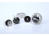 Witgouden diamanten entourage oorbellen met zwarte diamanten (enhanced) - afbeelding 11 van  11