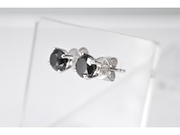 Witgouden diamanten entourage oorbellen met zwarte diamanten - afbeelding 8 van  11