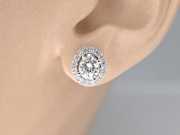 Witgouden diamanten entourage oorbellen van 1.50 carat - afbeelding 2 van  7