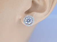 Witgouden diamanten entourage oorbellen van 1.80 carat - afbeelding 2 van  7