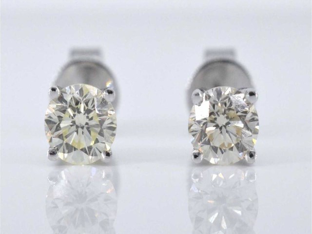 Witgouden diamanten oorbellen 1.00 carat - afbeelding 1 van  3
