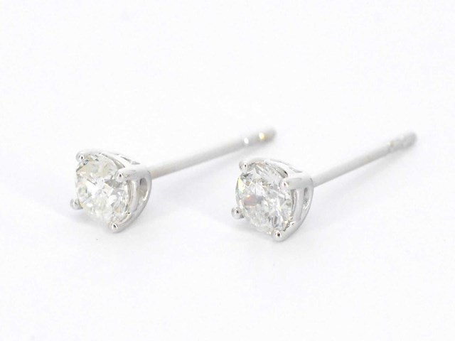 Witgouden diamanten oorbellen van 1.00 carat - afbeelding 4 van  8