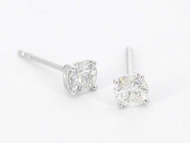 Witgouden diamanten oorbellen van 1.00 carat - afbeelding 1 van  8