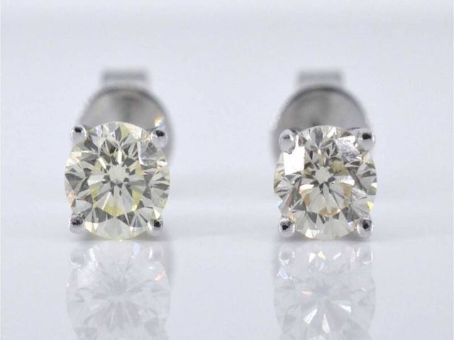 Witgouden diamanten oorbellen van 1.00 carat - afbeelding 1 van  6