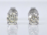 Witgouden diamanten oorbellen van 1.00 carat - afbeelding 1 van  6