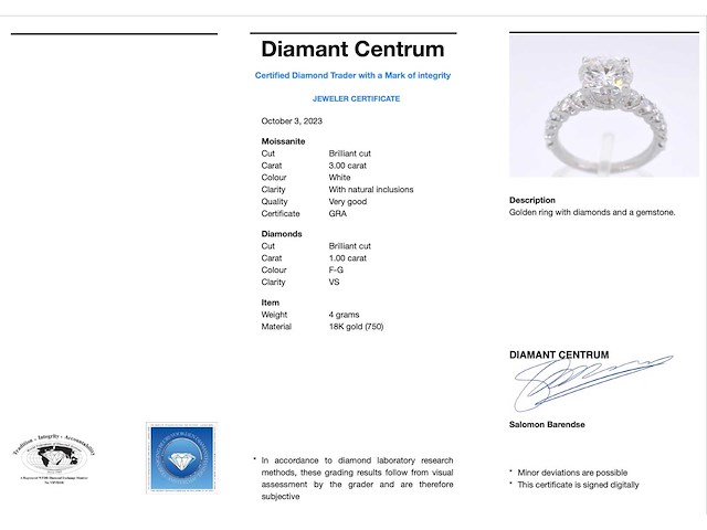 Witgouden diamanten ring met briljant 3.00 carat - afbeelding 3 van  9