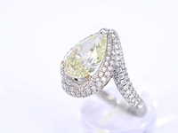 Witgouden diamanten ring met een pear shape diamant van 3.00 carat - afbeelding 3 van  8
