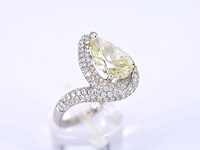 Witgouden diamanten ring met een pear shape diamant van 3.00 carat - afbeelding 4 van  8